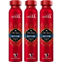 Old Spice 3x Old Spice Captain Deodorant Bodyspray für Männer je 250ml 48h Frische langanhaltender Duft