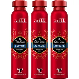 Old Spice 3x Old Spice Captain Deodorant Bodyspray für Männer je 250ml 48h Frische langanhaltender Duft