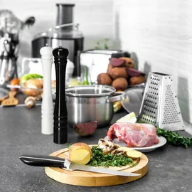 Relaxdays Salz- und Pfeffermühle 2er Set, 40 cm, Gewürzmühle Holz, manuell, Salzmühle mit Keramikmahlwerk, schwarz/weiß