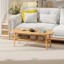 Homcom Couchtisch Natur Holz 60 x 42 x 120 cm