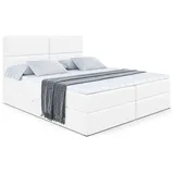 altdecor Boxbett, Weiß Hochglanz, Holzwerkstoff, H3 Höhe ca. 19 cm 180x200 cm, Schlafzimmer, Betten, Boxspringbetten
