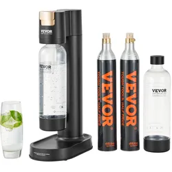 VEVOR Sprudelwassergerät, Soda-Maschine, Selterswasser-Starter-Set mit 2 Stk. BPA-freien 1 L PET-Flaschen, 2 Stk. CO2-Flaschen, kompatibel mit Einschraubbaren 60 L CO2-Flaschen (CO2 frei)