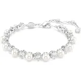 Swarovski Matrix Tennis Armband, Kristallperle, Rundschliff, Weiß, Rhodiniert | OS