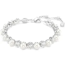 Swarovski Matrix Tennis Armband, Kristallperle, Rundschliff, Weiß, Rhodiniert | OS