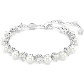 Swarovski Matrix Tennis Armband, Kristallperle, Rundschliff, Weiß, Rhodiniert | OS
