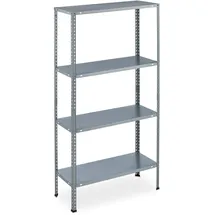 Relaxdays Lagerregal Metall 145x75,5x30 cm 4 Böden Silber bestückt