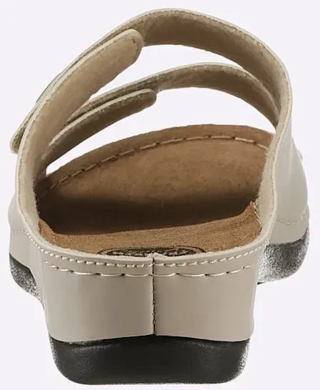 Pantolette FRANKEN-SCHUHE, Damen, Gr. 36, beige (sand), Lederimitat, Schuhe Pantolette