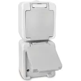 Peranova Doppelsteckdose Pera Hellgrau, Dunkelgrau 1 St.