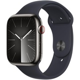 Apple Watch Series 9 GPS + Cellular 45 mm Edelstahlgehäuse graphit, Sportarmband mitternacht S/M
