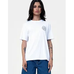 T-Shirt SANTA CRUZ "OFFSHORE DOT T-SHIRT", Damen, Gr. S (8), weiß, Obermaterial: 100% Baumwolle, sportlich, Kurzarm, Shirts