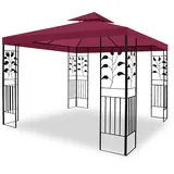 WASSERDICHTER Pavillon TOSKANA 3x3m Metall inkl. Dach Festzelt wasserfest Partyzelt (Bordeaux)