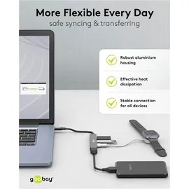 goobay Slim 4-Port USB-Hub, USB-C auf USB-CTM/USB-A, USB 3.2 - USB-CTM-Stecker > 1x USB-C