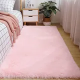 XUEDNGM Waschbarer Teppich Shaggy Teppich 50 x 140 cm Flauschig, Weich, Pflegeleicht, Anti-Rutsch, Waschbar Hochflor Waschbarer Teppich rutschfest Fellteppich für Wohnzimmer, Schlafzimmer, Rosa