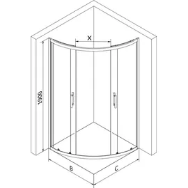 Mexen Rio Duschkabine 70 x 70 cm, Transparent, Chrom - 863-070-070-01-00