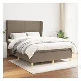 vidaXL Boxspringbett mit Matratze Taupe 140x200 cm Stoff