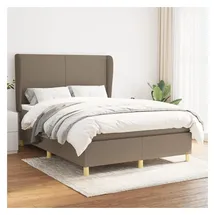 vidaXL Boxspringbett mit Matratze Taupe 140x200 cm Stoff