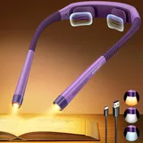Glocusent Leselampe Hals mit 3 Farben & 5 stufenloser Helligkeit, Leselampe Bett mit Timer & Einschlafhilfe, Perfektes Halslampe für Lesen Stricken Häkeln Nähen Reparieren (Lila)