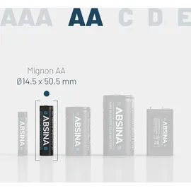 Absina Akku AA Mignon 2900 - NiMH AA Akkus mit 1,2V & min. 2650mAh - Aufladbare Batterien AA