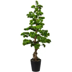CREATIV green künstliche Pflanze Bonsai Kiefer ca 140x60cm, im Kunststofftopf 21x23cm schwarz