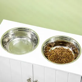 PawHut Hundenäpfe, Erhöhtes Futterstation mit 2 Edelstahlschüsseln, Hundenapfständer mit 44L Stauraum, Magnettüren, Fressnapf, Wassernapf für Große Hunde, Weiß
