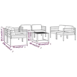 vidaXL Garten-Lounge-Set 7-tlg. Aluminium anthrazit