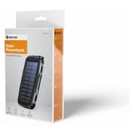 Denver PSO-20010 MK2 Solar Powerbank 20000 mAh Anthrazit Taschenlampe, Statusanzeige