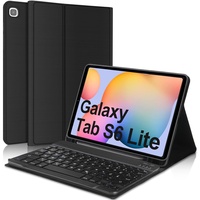 AVNICUD Samsung Galaxy tab s6 lite hülle mit Tastatur(10,4'')-2022/2020 SM-P610/P613/P615/P619-Magnetische Bluetooth Abnehmbare Deutsche QWERTZ Keyboard,Schwarz