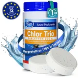 Azuro Chlortabletten Poolpflege Chlortabs 200g langsamlöslich, Chlor Langzeittabletten, (1kg, 3kg, 5kg, Hergestellt in Europa), zur dauerhaften Chlorung von Pool und Schwimmbad), Hochwirksam gegen Bakterien und Pilze 1 kg