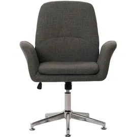 Mendler Konferenzstuhl HWC-K23, Besucherstuhl Stuhl Polsterstuhl drehbar mit Armlehne höhenverstellbar Stoff/Textil ~ dunkelgrau
