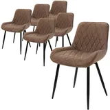 ML-Design 6er Set Esszimmerstühle Esszimmerstuhl mit Rücken- und Armlehnen, Braun, PU-Kunstleder Sitzfläche, Metallbeine, Küchenstühle Küchenstuhl Wohnzimmerstühle Wohnzimmerstuhl Polsterstuhl