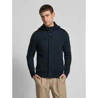 Marc O'Polo Regular Fit Strickjacke aus reiner Baumwolle mit Kapuze, Marine, XL