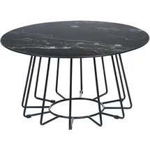 Beliani Couchtisch rund Schwarz Marmor 80 x 40 cm