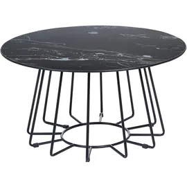 Beliani Couchtisch rund Schwarz Marmor 80 x 40 cm