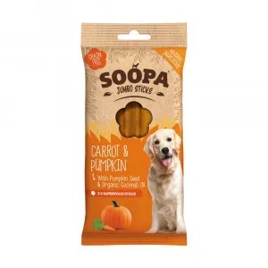 Soopa Jumbo Dental Sticks met wortel & pompoen voor de hond  Per 2