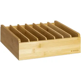Navaris Deckelhalter aus Bambus - 7 Fächer verstellbar - Aufbewahrung für Deckel - Küchen Organizer - Halter für Schubladen - Ordnungssystem natur