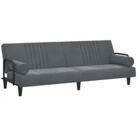 vidaXL Schlafsofa mit Armlehnen Dunkelgrau Samt