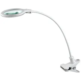 lumeno 6803WS Lupenleuchte LED Klemmleuchte mit 30 SMD-LEDs, 6 Watt, 550 Lumen Ideal für Kosmetiksalons, Arztpraxen, Hobbybastler, Leuchtlupe, Lesehilfe, Vergrößerungslampe, Weiß 3 Dioptrien