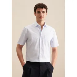 Businesshemd SEIDENSTICKER "Regular", Herren, Gr. XL (44), normale Ärmellängen, blau, 100% Baumwolle, bedruckt, regular fit, Kurzarm gerader Abschluss, Hemden, Regular Kurzarm Kentkragen Druck