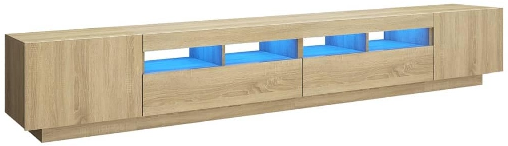 vidaXL TV Schrank mit LED-Leuchten Lowboard Sideboard Fernsehschrank Fernsehtisch TV Möbel Tisch Board HiFi-Schrank Sonoma-Eiche 260x35x40cm