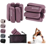 BECOJADDE Gewichtsmanschetten fuß 0.9 KG Je Gewichte für Beine und Arme Set 2 Ankle Weights Handgelenk Gewichte Knöchelgewichte Fussgewichte für Joggen Cardio Aerobic Krafttraining Dunkel Pflaume