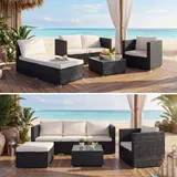 Mendler Brescia Lounge-Set schwarz/creme