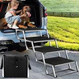 Hundetreppe Auto Für Große Hunde, Extra Breit 4 Stufen Hunderampe Auto Klappbar,Leichte Hunderampe Auto Klappbar, rutschfeste Hundetreppe für Lastwagen und SUV, Unterstützung bis 100 KG