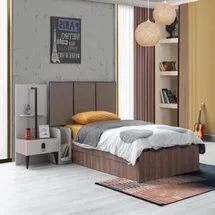 xlmoebel Kinderbett mit Nachttisch 2-tlg. Set Holz 90 x 200 cm Holz braun