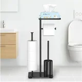 Toilettenpapierhalter aus Edelstahl, freistehender Toilettenpapierhalter mit Bürste, Toilettenpapierhalter ohne Bohren, Toilettenpapierhalter