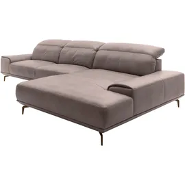 Musterring Wohnlandschaft MUSTERRING "MR 2490 Ecksofa mit erstklassigem Sitzkomfort, Long-Life-Leder", grau (light grau, b), B:342cm T:207cm, Sofas, Wohnlandschaft, Bronze-Fuß, Sitzhöhe 48cm, wahlweise mit Funktionen, Maße 342 x 207 cm