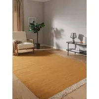 benuta Wollteppich Liv, rechteckig, Höhe: 5 mm, Teppich Wohnzimmer, Schlafzimmer, Esszimmer, Flur, Kunstfaser, Cozy gelb 80 cm x 150 cm x 5 mm