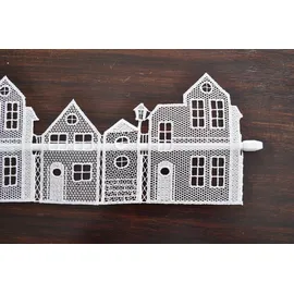 Stickereien Plauen Fensterdekoration STICKEREIEN PLAUEN "Häuser" Gr. 1, weiß, B:42cm H:13cm, Polyester, Fensterbilder, Geschenkartikel, Fensterdekoration "Häuser"