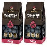 Magna Holzbriketts Holzkohlebriketts 18 KG (9KGx2), 18 kg