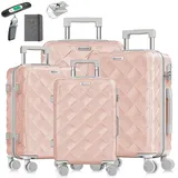 Kesser KESSER® Reisekoffer Set 4-teilig Kofferset ABS Hartschalenkoffer mit Zahlenschloss, Kofferwaage & Reisebrieftasche 360° Rollen Handgepäck & große Koffer für Business & Reise Trolley