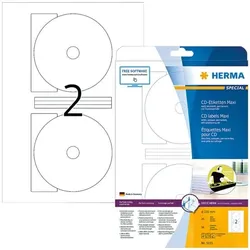 Herma 50er-Pack permanent haftende CD-Etiketten (kleine Öffnung) weiß
